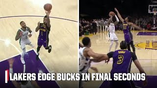 D’Angelo Russell’s floater, Spencer Dinwiddie’s block seal Lakers’ win vs. Bucks | NBA on ESPN