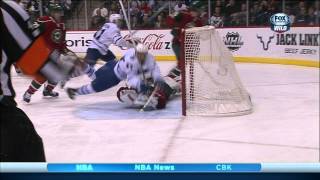 Nazim Kadri trucks Niklas Backstrom in 1st Toronto Maples Leafs vs Minnesota Wild 11/13/13 NHL