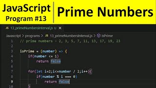 JavaScript Program 13 - Print All Prime Numbers in an Interval in JavaScript