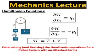 Mechanics #Lecture 11.9: Hamiltonian Equations (Example - Pulley w/multiple masses and a Spring)