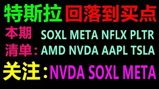 特斯拉冲高回落又是买入机会！meta nvda soxl 中短线黄金坑的机会！美股老司机精讲清单：SOXL META NFLX PLTR AMD NVDA AAPL TSLA 6.8