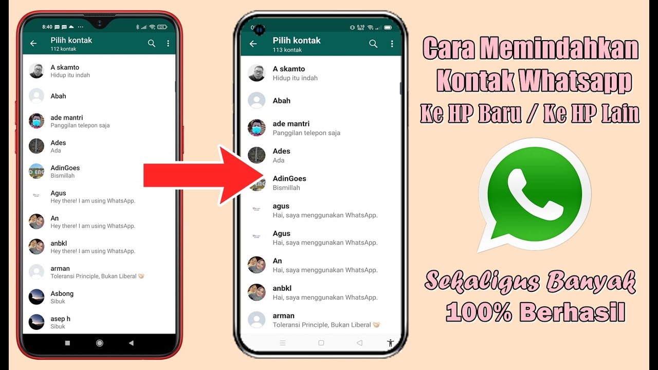 Cara Memindahkan Kontak Whatsapp Ke HP Baru - YouTube