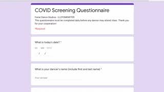 Covid Health questionnaire How To!