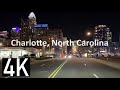 Charlotte, North Carolina at Night 4K Driving Tour - South End & Uptown Charlotte