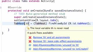 Android Developing Applications Tutorial 85 Setting up the TabHost in Java