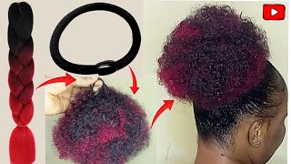 ✨☘️ VERY SIMPLE AND EASY WAY TO MAKE AFRO PONYTAIL USING A BRAIDING HAIR 🎀💞