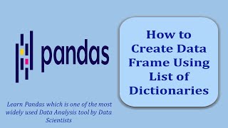How to Create a Data Frame Using List of Dictionaries | Pandas Data Frame | Pandas | Pandas Tutorial