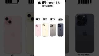 iPhone all Models Battery 🔋 Life - iPhone 16 me Kitni battery life hogi ⚡ #shorts #iphone16 #viral