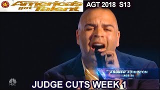 Andrew Johnston  sings "Imagine" America's Got Talent 2018 Judge Cuts 1 AGT