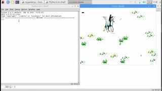 Unicorn game by modifying a python script on a laptop running a Raspberry operating system