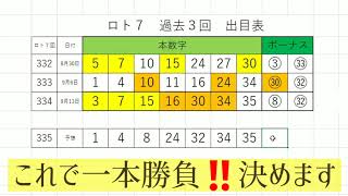 【ロト7】335回、かくへん？直前回の数字から選ぶと当たる説