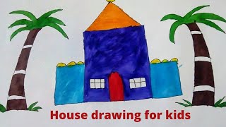 How to draw house for kids colourful by NaveenreddyArts