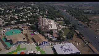 Gujarat: massive temple complex and residential developments around Ahmedabad, seen aerially