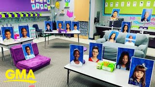 Texas school principal fills empty 'virtual' classrooms with giant student photos l GMA Digital