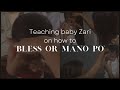 Teaching baby Zari on how to Bless or Mano Po | Mommy Zane PH