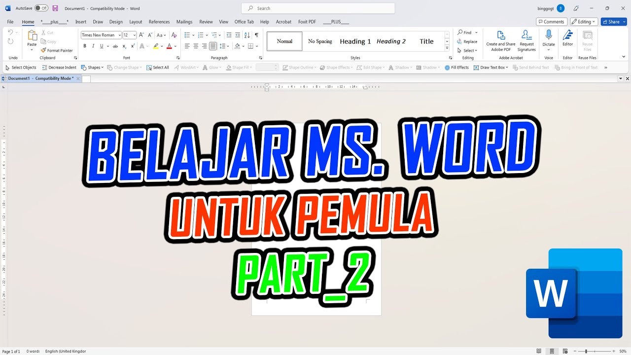 BELAJAR MICROSOFT WORD UNTUK PEMULA PART 2 - YouTube