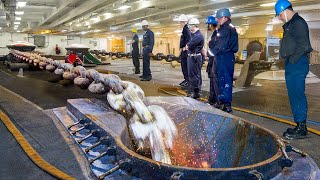 Extreme Process of Dropping Massive Steel Anchor of $13 Billion US Aircraft Carrier