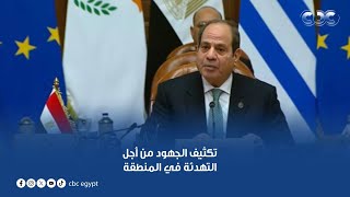 الرئيس السيسي: أؤكد على ضرورة تكثيف الجهود من أجل التوصل إلى التهدئة في المنطقة والتعامل مع أزماتها