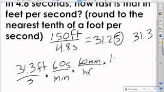 Rate of speed from feet per second to miles per hour