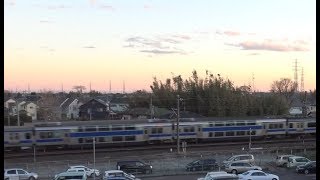 元旦夕方の佐貫駅～藤代駅間を走行する上野東京ライン常磐線上りE531系