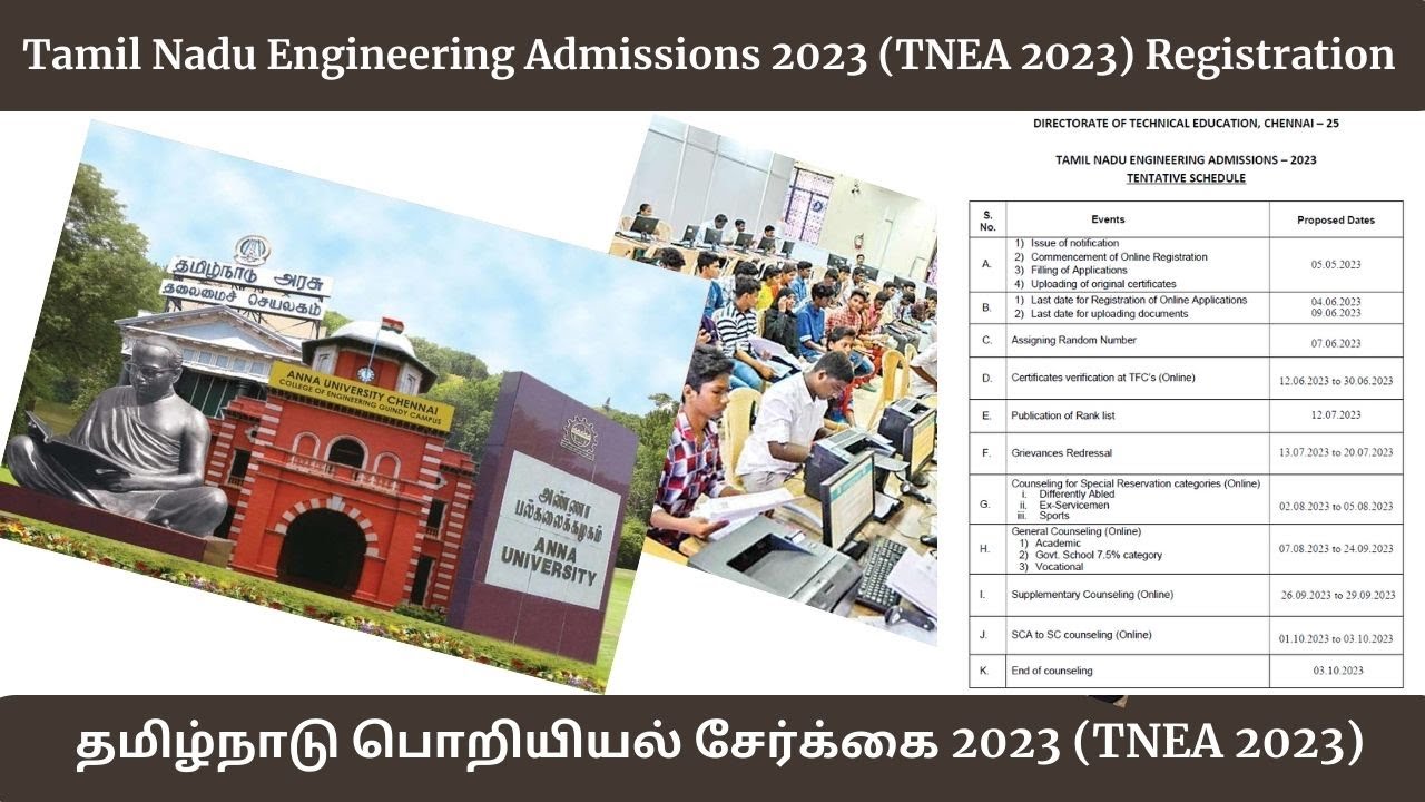 Tamil Nadu Engineering Admissions 2023 Registration | TNEA 2023 ...