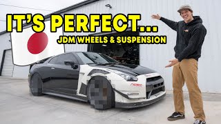 GTR Gets The PERFECT Stance & Fitment | Rebuilding Wrecked R35 GTR Ep. 4