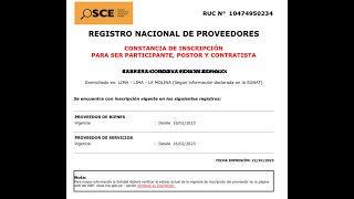 RNP Persona Natural 2023 Registro Nacional de Proveedores OSCE