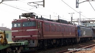 JR貨物 EF200-7号機+EF81 717号機(ムド)+チキ3B+コキ6B 臨時貨物列車8867レ 玖波駅通過 2014.4