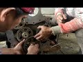 proses perakitan mesin fuso 220 ps d16 pasang crankshaft sampai test suara