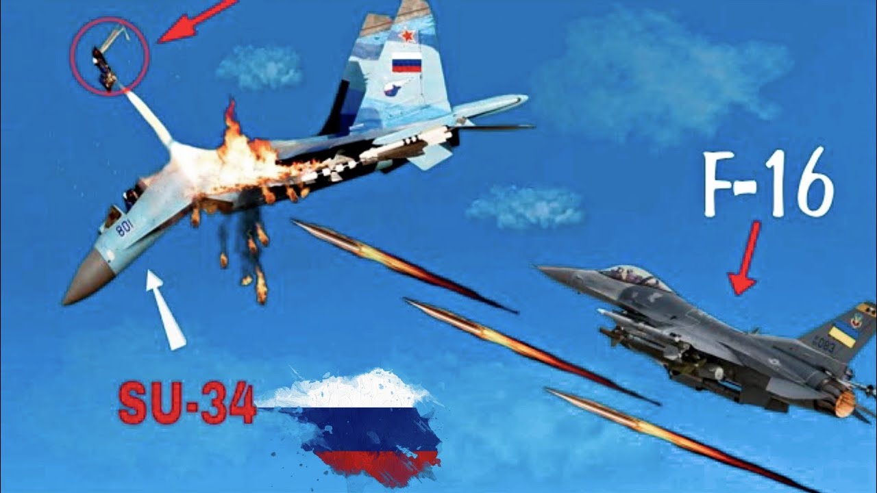 17 Minutes Ago! Ukrainian F-16 Fighter Jet Shoots Down Russian Su-34 ...