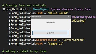 PowerShell Windows Forms Tutorial 1 : Hello World