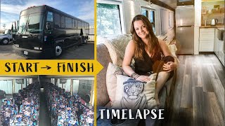 BEAUTIFUL TINY HOME Bus Conversion // TIME LAPSE Start to Finish