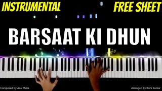 Barsaat Ki Dhun Piano Instrumental | Karaoke | Tutorial | Jubin Nautiyal | Hindi Song Keyboard