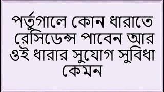 পর্তুগালে কোন ধারাতে রেসিডেন্স পাবেন আর ওই ধারার সুযোগ সুবিধা কেমন