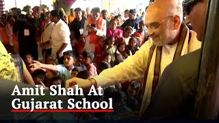 Amit Shah Visits Gandhinagar School, Distributes Toys And Chocolates To Children