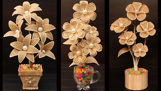 Flower and Flower Vase Decoration with Jute Rope | Handmade Jute Flower Showpiece | Jute Home Decor