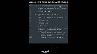 Leetcode 308. Range Sum Query 2D - Mutable in Python | Python Leetcode | Python Coding Tutorial