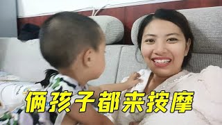 越南媳妇下班回家，2个孩子抢着给我按摩，中国婆婆教的真好