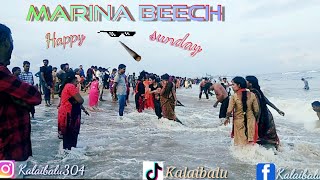 Chennai Marina beech Sunday special vlog with Kalaibalu\u0026Karthi