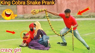 New Viral king cobra snake prank||Fake Snake Prank Video On Cute Girl||By Sutton Prank TV