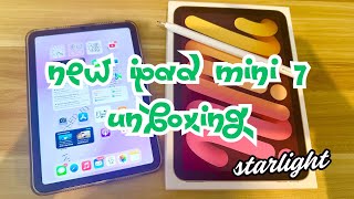 New 2024 iPad Mini 7 Unboxing (starlight) 🍏 Setup #apple #ipadmini  #ipad