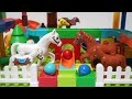 satisfying building blocks marble run asmr very popular block coaster full of horses