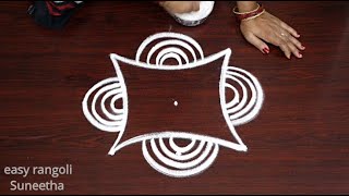 Easy \u0026 Simple rangoli designs || Creative kolam Arts by Suneetha || Beautiful muggulu with 3 dots