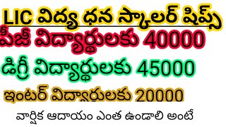 LIC వారి విద్యాధనం స్కాలర్ షిప్స్/ ఈ ఉపకార వేతనాలు ఎవరు అర్హులు ఉంటాయి