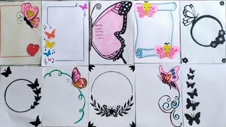 Butterfly Front Page Designs for Project File / Border Designs to decorate project file/