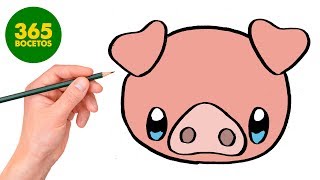 COMO DIBUJAR CERDO KAWAII PASO A PASO - Dibujos kawaii faciles - How to draw a PIG