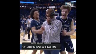 “WHAT THEY GONNA SAY NOW”  Head Coach Shaheen Holloway and Saint Peter's were fired up after moving