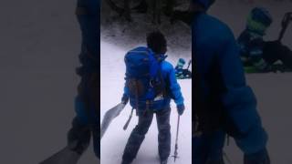 Esayas, Tys and Leo sledding down from the Bruni Snow Bowl Hut