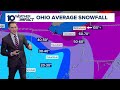 snowfall totals in ohio who had the most snow after monday s winter storm