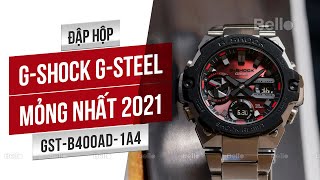 Đập hộp G-Shock GST-B400AD-1A4 - G-Steel siêu mỏng dây kim loại mặt đỏ quá cuốn hút tại Bello